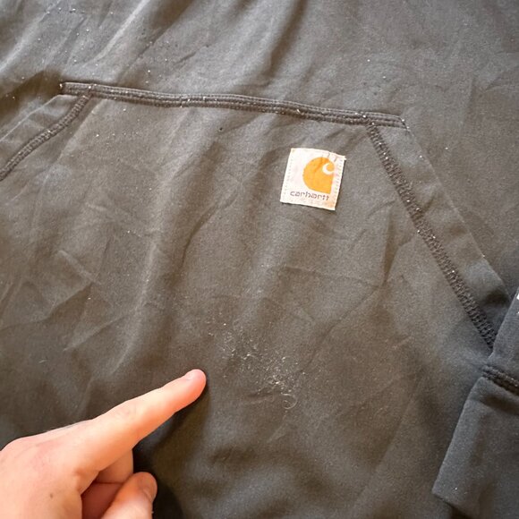 Carhartt Turtleneck Fleece Mens 2XL Black Distressed Long Sleeve Sweater - Picture 7 of 8